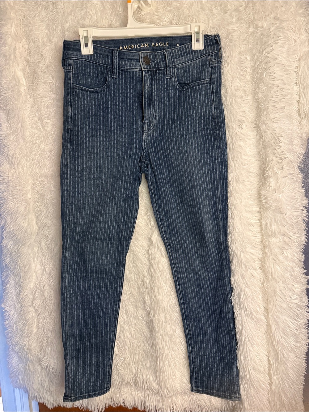 American Eagle Outfitters Women’s Dark Blue Pinstripe Skinny Jeans